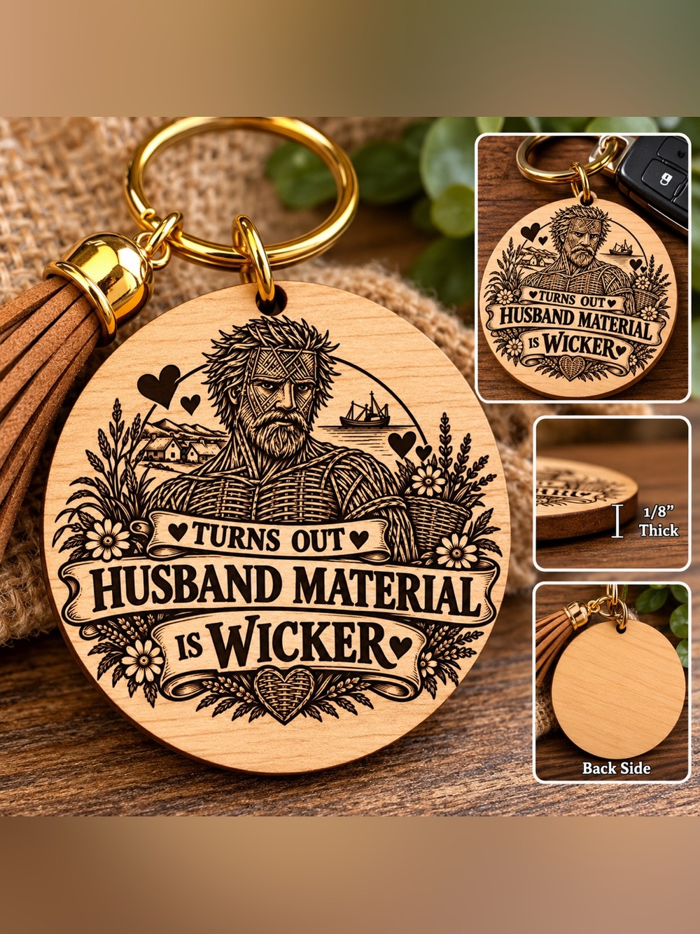 Accessories | Set Of 2 Wicker Big Wick Energy Wood Key Chain Or Magnets ...
